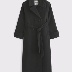 Abercrombie & Fitch Black Double-Breasted Coat